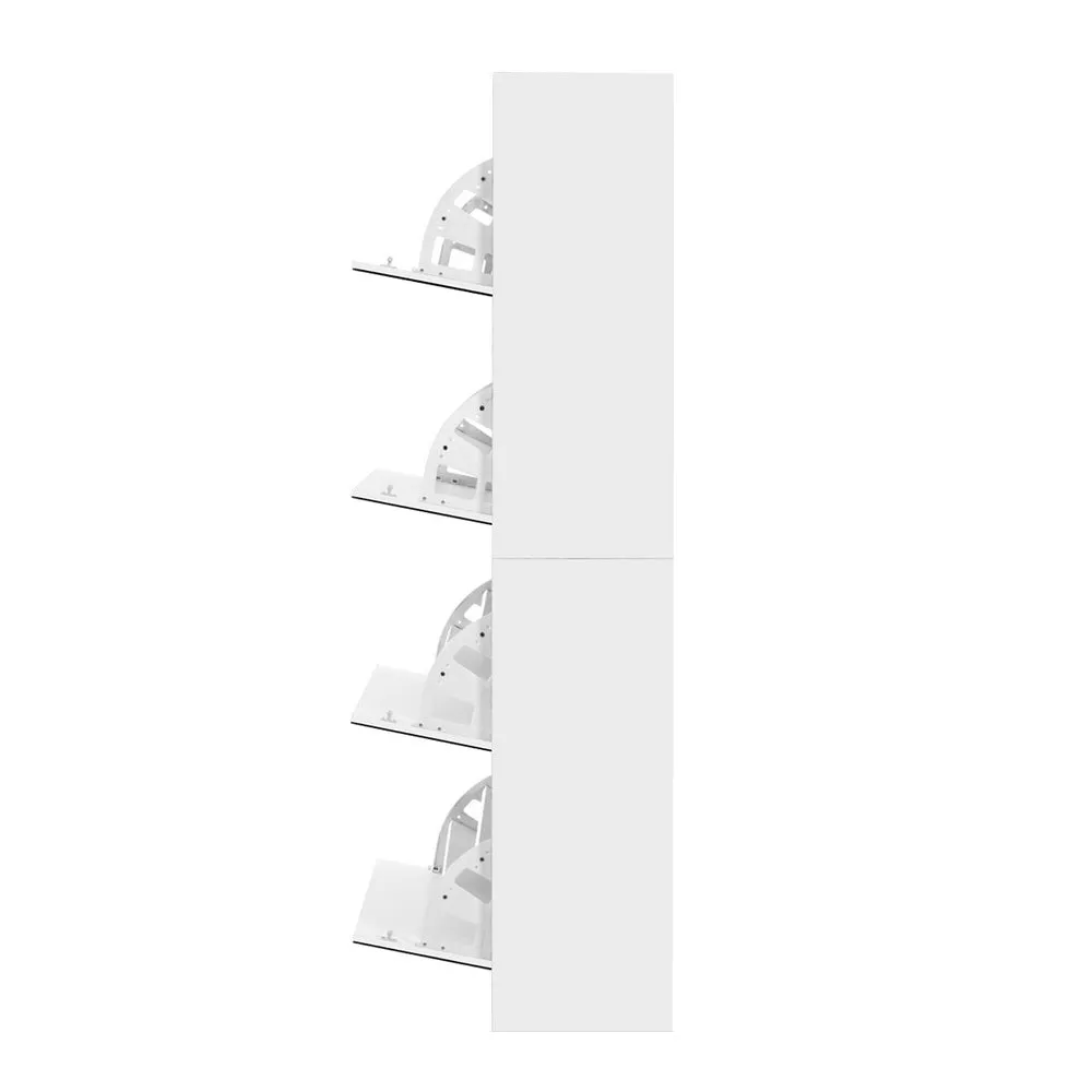 5 Drawer Mirrored White Wooden Shoe Cabinet