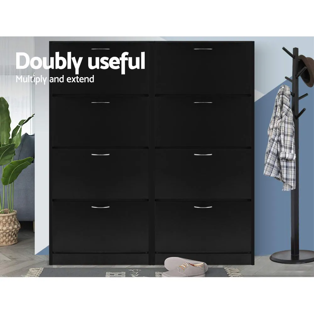 Contemporary 60-Pair Shoe Rack Cabinet, Black - Artiss