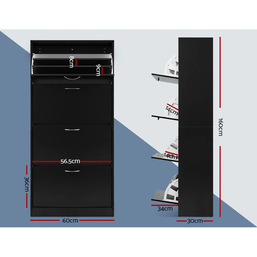 Contemporary 60-Pair Shoe Rack Cabinet, Black - Artiss