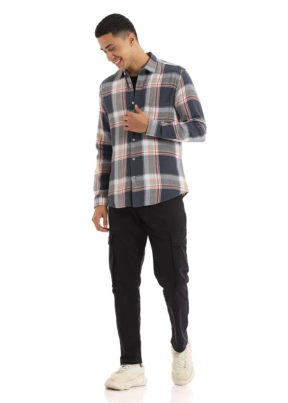 Dobby Check Space Blue Shirt