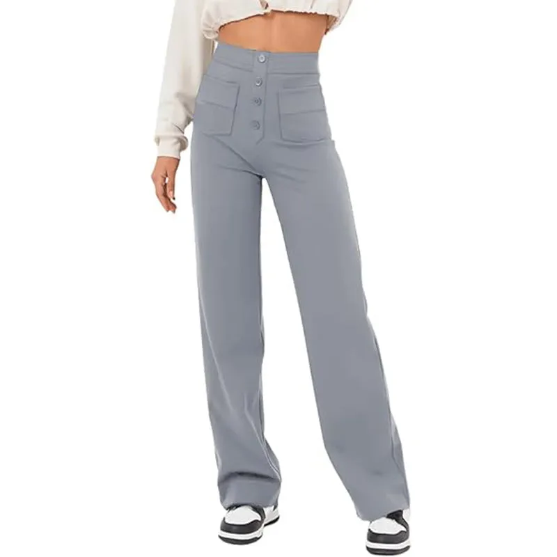 Fashion High Waist Pocket Wide Leg Baggy Pants