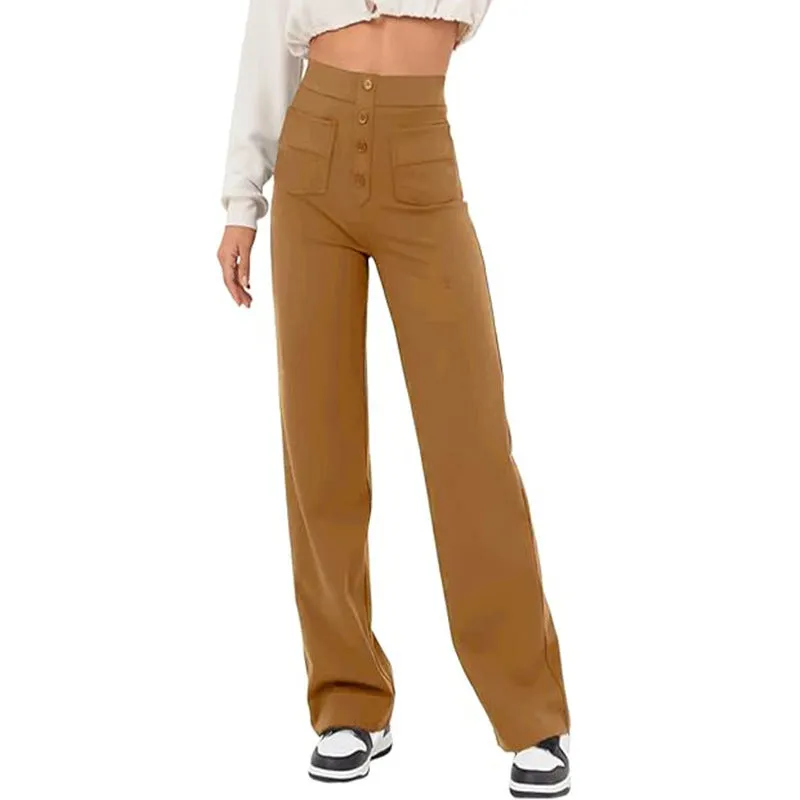Fashion High Waist Pocket Wide Leg Baggy Pants