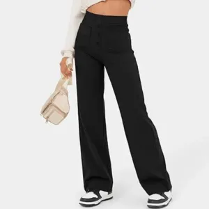 Fashion High Waist Pocket Wide Leg Baggy Pants