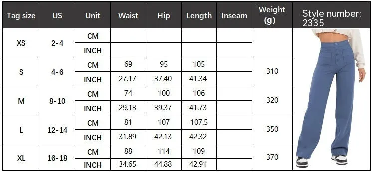 Fashion High Waist Pocket Wide Leg Baggy Pants