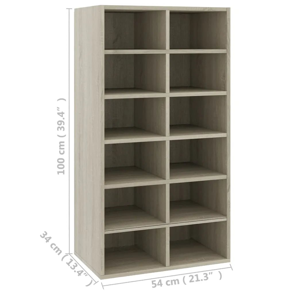 Shoe Rack Sonoma Oak 54x34x100 cm Chipboard