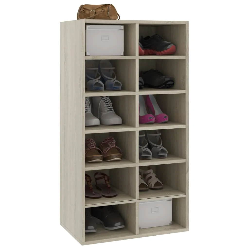 Shoe Rack Sonoma Oak 54x34x100 cm Chipboard